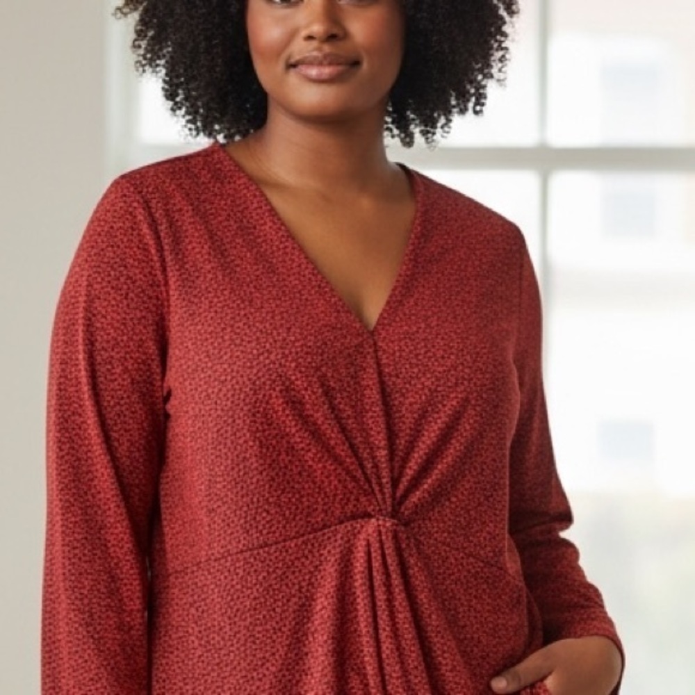 New with tags Sag Harbor stretch v neck plus size romantic women’s red top i3X
